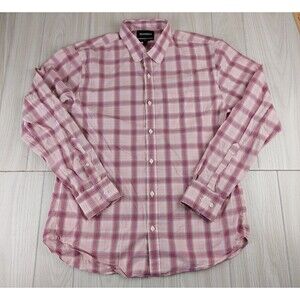 Bonobos Slim‎ Fit Shirt Mens Large Pink Plaid Button Down Lightweight Casual